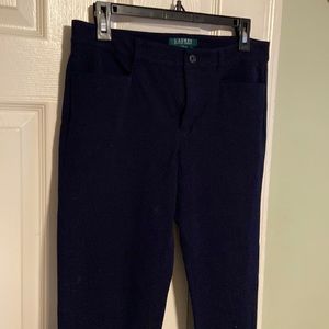 Lauren Ralph Lauren Adelle dark navy straight leg mid rise pants